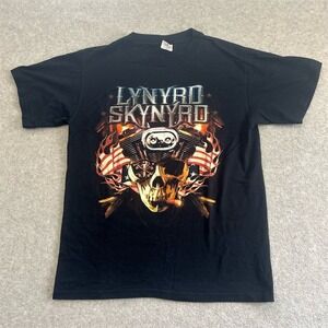 Vintage Lynyrd Skynyrd Shirt Mens Black Medium 2006 Tour Skull Engine Graphic